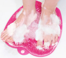 Foot Sole Brushing Mat – Easy Foot Cleaner Pink Usage image